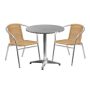 Flash Furniture - Lila Outdoor Round Contemporary Aluminum 3 Piece Patio Set - Beige TLH-ALUM-28RD-020BGECHR2-GG - Image 1