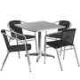 Flash Furniture - Lila Outdoor Square Contemporary Aluminum 5 Piece Patio Set - Black TLH-ALUM-32SQ-020BKCHR4-GG - Image 1