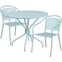 Flash Furniture - Oia Outdoor Round Contemporary Metal 3 Piece Patio Set - Sky Blue CO-35RD-03CHR2-SKY-GG - Image 1