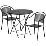 Flash Furniture - Oia Outdoor Round Contemporary Metal 3 Piece Patio Set - Black CO-30RDF-03CHR2-BK-GG - Image 1