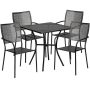 Flash Furniture - Oia Outdoor Square Contemporary Metal 5 Piece Patio Set - Black CO-28SQ-02CHR4-BK-GG - Image 1