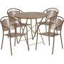 Flash Furniture - Oia Outdoor Round Contemporary Metal 5 Piece Patio Set - Gold CO-30RDF-03CHR4-GD-GG - Image 1