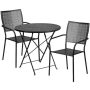 Flash Furniture - Oia Outdoor Round Contemporary Metal 3 Piece Patio Set - Black CO-30RDF-02CHR2-BK-GG - Image 1