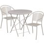 Flash Furniture - Oia Outdoor Round Contemporary Metal 3 Piece Patio Set - Light Gray CO-30RDF-03CHR2-SIL-GG - Image 1