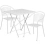 Flash Furniture - Oia Outdoor Square Contemporary Metal 3 Piece Patio Set - White CO-28SQF-03CHR2-WH-GG - Image 1