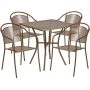 Flash Furniture - Oia Outdoor Square Contemporary Metal 5 Piece Patio Set - Gold CO-28SQ-03CHR4-GD-GG - Image 1