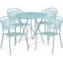 Flash Furniture - Oia Outdoor Round Contemporary Metal 5 Piece Patio Set - Sky Blue - Image 1