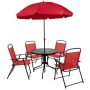Flash Furniture - Nantucket Outdoor Round Contemporary Metal 6 Piece Patio Set - Red - Image 1