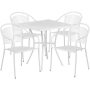 Flash Furniture - Oia Outdoor Square Contemporary Metal 5 Piece Patio Set - White CO-28SQ-03CHR4-WH-GG - Image 1