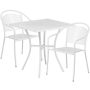 Flash Furniture - Oia Outdoor Square Contemporary Metal 3 Piece Patio Set - White CO-28SQ-03CHR2-WH-GG - Image 1