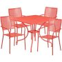 Flash Furniture - Oia Outdoor Square Contemporary Metal 5 Piece Patio Set - Coral CO-35SQ-02CHR4-RED-GG - Image 1