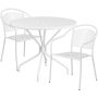 Flash Furniture - Oia Outdoor Round Contemporary Metal 3 Piece Patio Set - White CO-35RD-03CHR2-WH-GG - Image 1