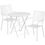 Flash Furniture - Oia Outdoor Round Contemporary Metal 3 Piece Patio Set - White CO-30RDF-02CHR2-WH-GG - Image 1