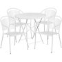 Flash Furniture - Oia Outdoor Round Contemporary Metal 5 Piece Patio Set - White CO-30RDF-03CHR4-WH-GG - Image 1