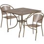 Flash Furniture - Oia Outdoor Square Contemporary Metal 3 Piece Patio Set - Gold CO-35SQ-03CHR2-GD-GG - Image 1