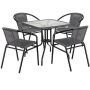 Flash Furniture - Lila Outdoor Square Contemporary Metal 5 Piece Patio Set - Clear Top/Gray Rattan - Image 1