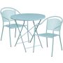 Flash Furniture - Oia Outdoor Round Contemporary Metal 3 Piece Patio Set - Sky Blue - Image 1