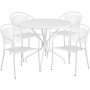 Flash Furniture - Oia Outdoor Round Contemporary Metal 5 Piece Patio Set - White CO-35RD-03CHR4-WH-GG - Image 1