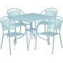 Flash Furniture - Oia Outdoor Square Contemporary Metal 5 Piece Patio Set - Sky Blue CO-35SQ-03CHR4-SKY-GG - Image 1