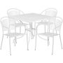 Flash Furniture - Oia Outdoor Square Contemporary Metal 5 Piece Patio Set - White CO-35SQ-03CHR4-WH-GG - Image 1