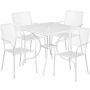 Flash Furniture - Oia Outdoor Square Contemporary Metal 5 Piece Patio Set - White CO-35SQ-02CHR4-WH-GG - Image 1