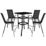 Flash Furniture - Brazos Outdoor Square Modern Steel 5 Piece Patio Set - Black - Image 1