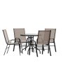 Flash Furniture - Brazos Outdoor Round Contemporary 5 Piece Patio Set - Brown - Image 1