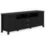 Simpli Home - Burlington Solid Wood 72 inch Wide Transitional TV Media Stand in Black For TVs up to 80 inches - Black - Image 1