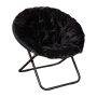 Flash Furniture - Gwen Folding XL Faux Fur Saucer Chair for Dorm or Bedroom - Dusty Aqua/Soft Gold - Black/Black - Image 1