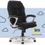 Serta - Amplify Work or Play Ergonomic High-Back Faux Leather Swivel Executive Chair with Mesh Accents - Black - Image 1