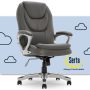Serta - Amplify Work or Play Ergonomic High-Back Faux Leather Swivel Executive Chair with Mesh Accents - Duo Gray - Image 1