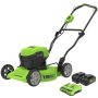 Greenworks - 48V (2x24V) 19" Cordless Battery Lawn Mower w/ Two (2) 4.0Ah Batteries & Dual Port Rapid Charger - Green - Image 1