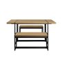 Walker Edison - Industrial Dining Set with 2 Benches - Coastal Oak - Image 1
