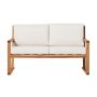 Walker Edison - Modern Solid Wood Slatted Outdoor Loveseat - Natural - Image 1