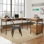 Sauder - Iron City L Desk Checked Oak - SGS Mixed Mat Checked Oak - Image 1