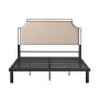 Walker Edison - Traditional Metal Upholstered Queen Bedframe - Tan - Image 1