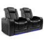 Valencia Theater Seating - Valencia Tuscany Row of 2 Premium Top Grain 11000 Nappa Leather Home Theater Seating - Midnight Black - Image 1
