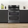 Samsung - Open Box 6.3 cu. ft. Smart Freestanding Electric Range with Flex Duo, No-Preheat Air Fry & Griddle - Black Stainless Steel - Image 1