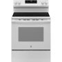 GE - 5.3 Cu. Ft. Freestanding Electric Range with Steam Cleaning and 4 Burner Radiant Cooktop - White - Image 1