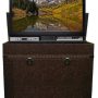 Touchstone Home Products - The Vintage Trunk by Touchstone - Leather Wrapped Smart Motorized TV Lift Cabinet for Flat Screen TVs up to 46 Inches - Aged Cigar Leather - Image 1