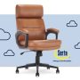 Serta - Comfort Mid-Back Modern Bonded Leather Executive Office Chair - Cognac - Image 1