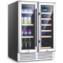 Costway - 24'' Dual Zone Wine and Beverage Cooler Refrigerator Dual Control Refrigerator - Silver - Image 1