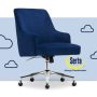Serta - Scarlett Stylish Mid-Century Modern Soft Velvet Upholstered Home Office Chair - Midnight Blue - Silver Base - Image 1
