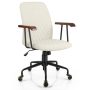 Costway - Velvet Home Office Chair Swivel Adjustable Task Chair with Wooden Armrest - Beige - Image 1