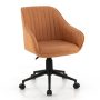 Costway - PU Leather Home Office Arm Chair Adjustable Swivel Leisure Desk Chair - Brown - Image 1