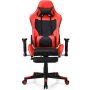 Costway - Gaming Chair Massage Reclining Racing Office Computer Chair with Footrest - Red - Image 1