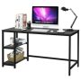 Costway - 55" Computer Desk Office Study Table Workstation Home with Adjustable Shelf - Black - Image 1