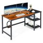 Costway - 59" Home Office Computer Desk Study Laptop Table Detachable Shelf - Rustic Brown - Image 1