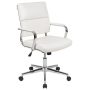 Alamont Home - Hansel Contemporary Leather/Faux Leather Panel Executive Swivel Mid-Back Office Chair - White - Image 1