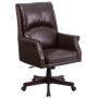 Alamont Home - Hansel Traditional High Back Pillow Back LeatherSoft Executive Swivel Office Chair with Arms - Brown - Image 1